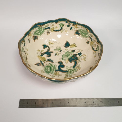 94 - Mason's Ironstone Chartreuse Footed Fruit Bowl, Diameter 27cm