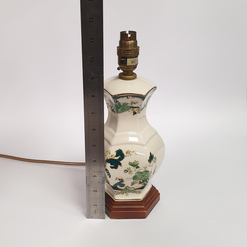 99 - A Mason's Ironstone Chartreuse Table Lamp, Height 29cm