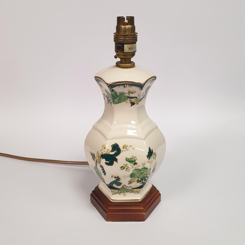 99 - A Mason's Ironstone Chartreuse Table Lamp, Height 29cm