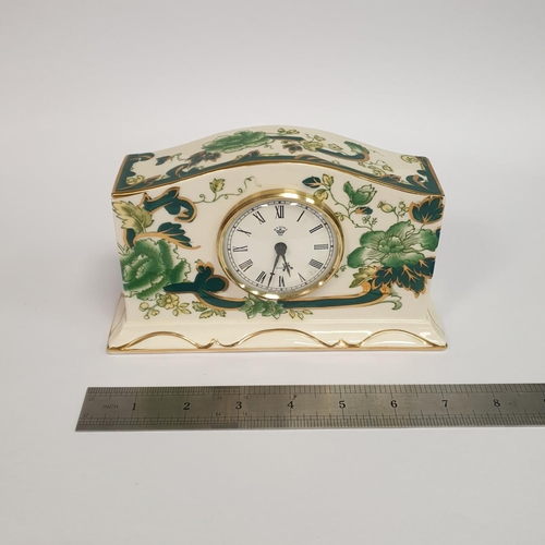 100 - A Mason's Ironstone Chartreuse Battery Operated Clock, Height 11cm x Width 18cm