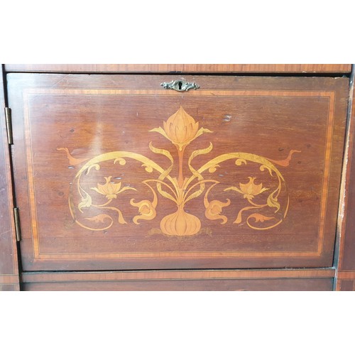 9 - Edwardian Inlaid Mahogany Single Door Display Cabinet, H: 145cm x w: 61cm x D:44cm