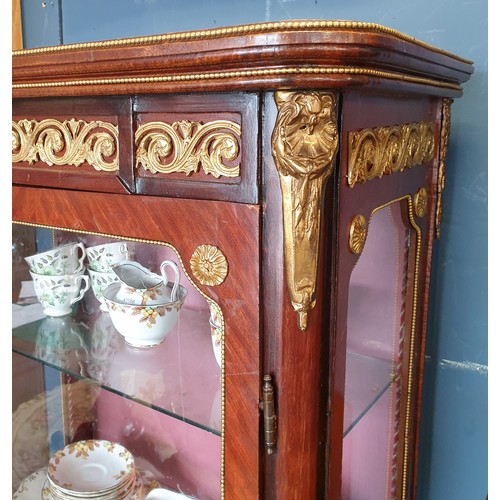 64 - French Style Single Door Display Cabinet with Ormolu  Mounts. H:160 x W:71 x D:41cm