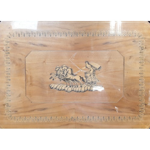 24 - Nest of Three Tables with Horse and Carriage Scene, h:62cm x w65m x d:45cm