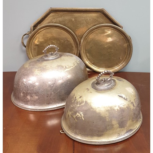 62 - Lot of 2x Large EPNS Cloches, largest approx 41cm long x 32cm wide