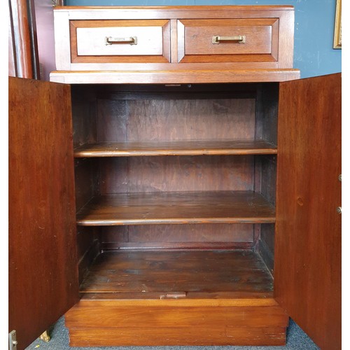 70 - Walnut Art Deco Style 2 Door/2 Drawer Side Cabinet with interiors shelves (h:111cm x w:76cm x d:45cm... 