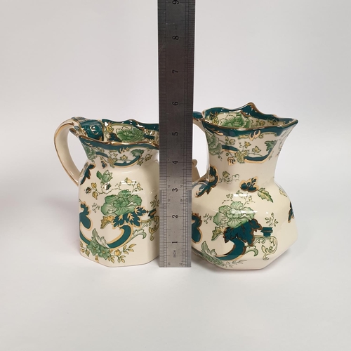 95 - Lot of 2x Mason's Ironstone Chartreuse Jugs, Tallest 14cm high