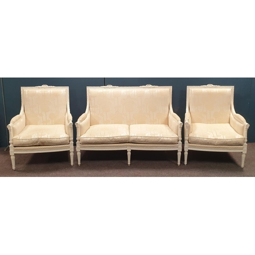 119 - French Style Three Piece Suite Comprising Two Seater Sofa (H:102 x W:140 x D:75cm, Seat Height 45cm)... 