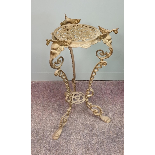 123 - Porcelain Planter on Brass Stand, H:75 x D:35cm overall