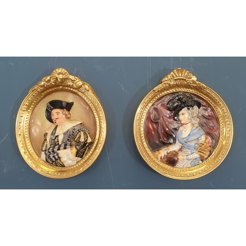 124 - Pair of Wedgewood & Sons Ceramic Wall Plaques, Mrs. Siddons & Laughing Cavalier  21x19cm & 21x17cm