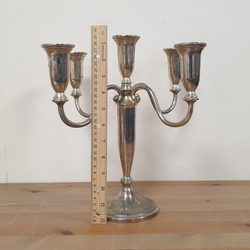 130 - Five Branch Silver Plated Candelabra, Height 30cm