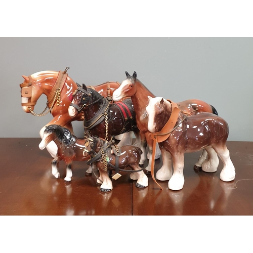 134 - Lot of 6x Bretby Ceramic Horse Ornaments, Tallest 25cm