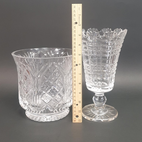 146 - Lot of 2x Quality Cut Glass Vases, H:18 x D:19cm and H:25 x D:15cm