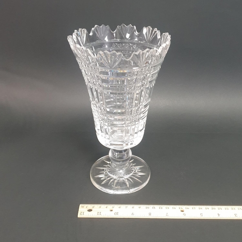 146 - Lot of 2x Quality Cut Glass Vases, H:18 x D:19cm and H:25 x D:15cm