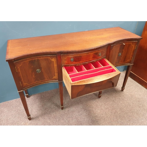 178 - Inlaid Mahogany Regency Style Pedestal Sideboard, H:91 x W:152 x D:53cm