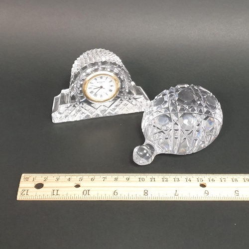 182 - Waterford Crystal Turtle Paperweight and Small Clock