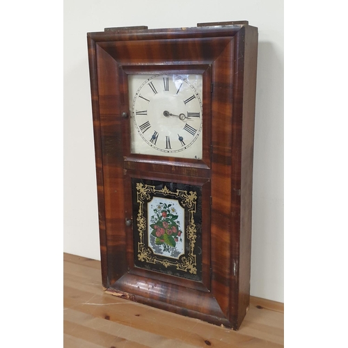 212 - American Mahogany Wall Clock complete with weights and pendulum Jerome & Co.