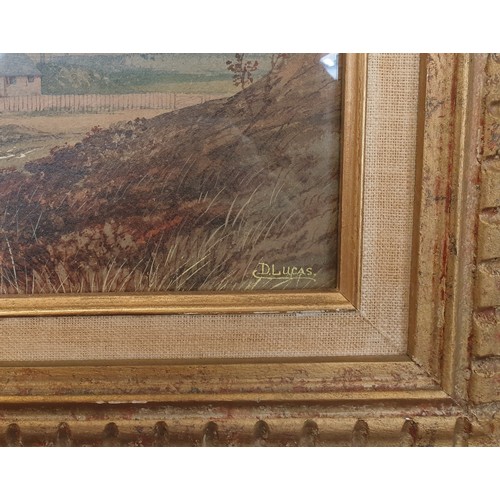 162 - Gilt Framed Watercolour D. Lucas. H:46 x W:56cm