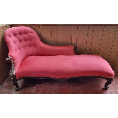 245 - Victorian Mahogany Chaise Longue. Length 180 x Depth 90cm. Seat Height 40cm, Overall Height 90cm