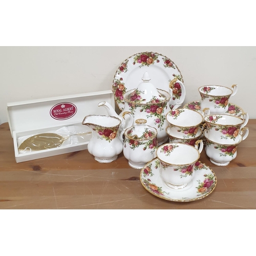 263 - A 23pcs Royal Albert Old Country Rose Tea Set (includes Cake Knife and Tea Pot)