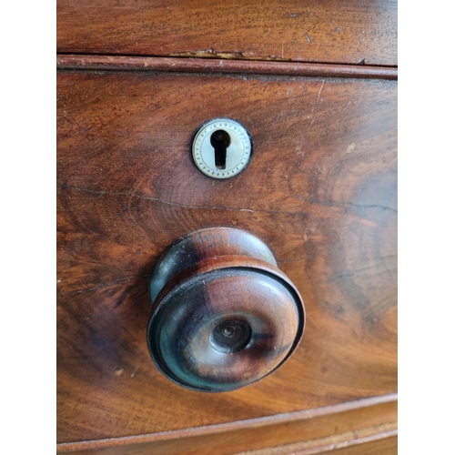 266 - Victorian Mahogany Bow Fronted Two Over Three Drawer Chest with Mother-of-Pearl Escutcheons and Secr... 