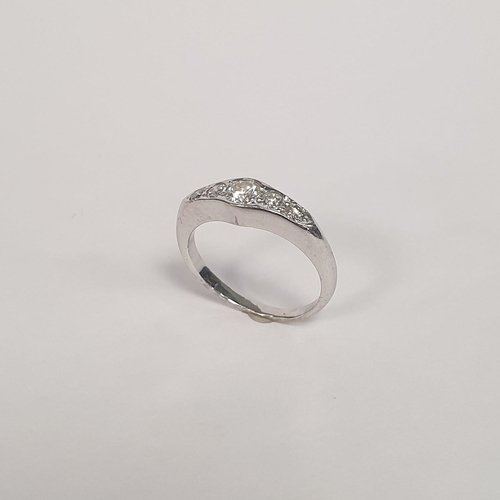 302 - 18ct White Gold Five Stone Diamond Ring, Size N