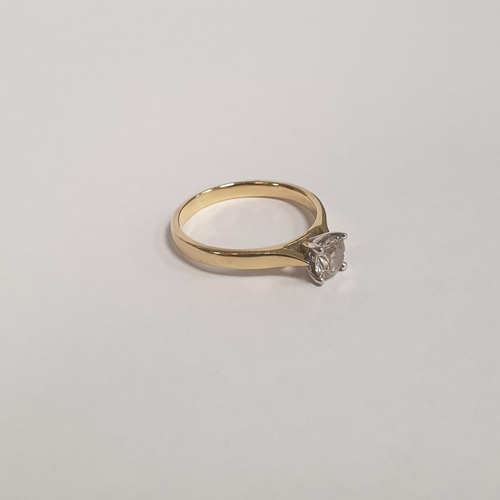 303 - Diamond Ring - Single Brilliant Diamond Claw Set in 18ct Gold on 18ct Yellow Gold Shank. Carat Weigh... 