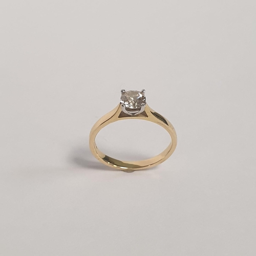 303 - Diamond Ring - Single Brilliant Diamond Claw Set in 18ct Gold on 18ct Yellow Gold Shank. Carat Weigh... 