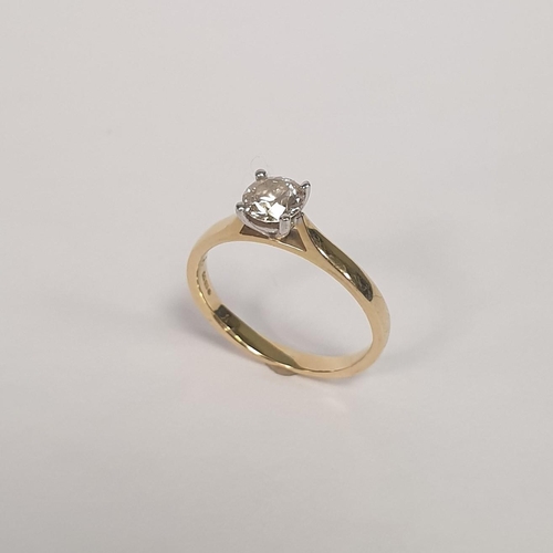 303 - Diamond Ring - Single Brilliant Diamond Claw Set in 18ct Gold on 18ct Yellow Gold Shank. Carat Weigh... 