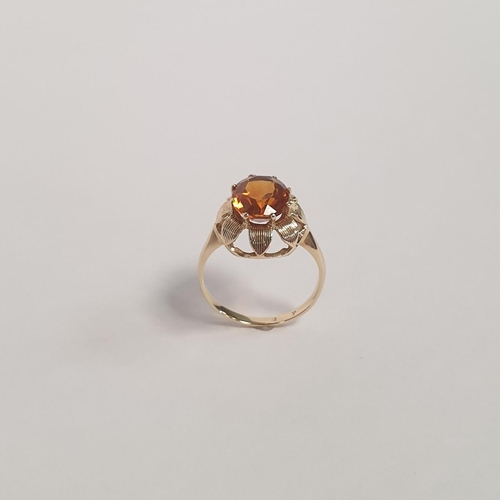 308 - Antique Gold Topaz Set Ring, Size L 1/2