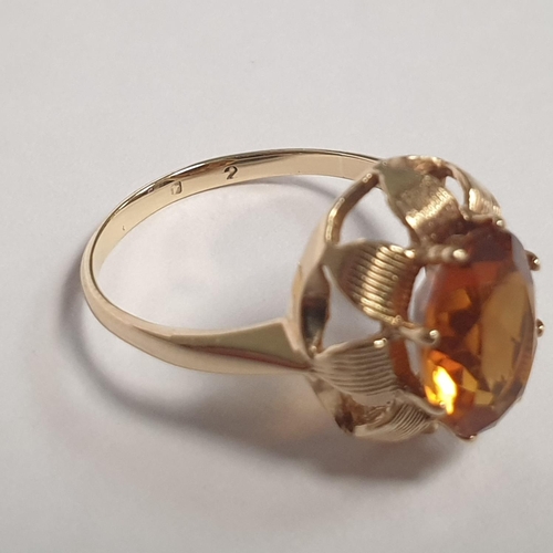 308 - Antique Gold Topaz Set Ring, Size L 1/2