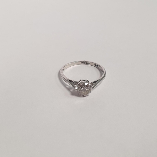 315 - Diamond Solitaire Ring Set in Platinum and 18ct White Gold. Size P, Diamond 0.8 caret approx.