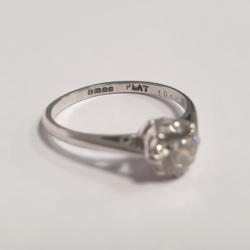 315 - Diamond Solitaire Ring Set in Platinum and 18ct White Gold. Size P, Diamond 0.8 caret approx.