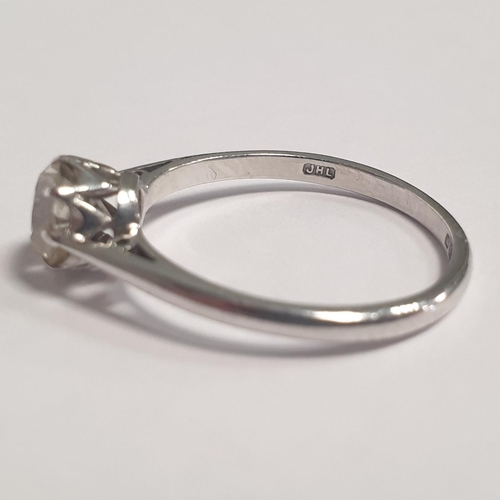 315 - Diamond Solitaire Ring Set in Platinum and 18ct White Gold. Size P, Diamond 0.8 caret approx.