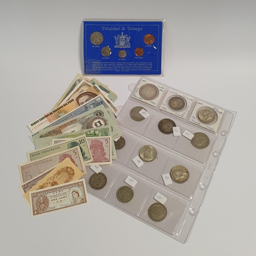 334 - Collection of World Notes and Coins including Trinidadian and Canadian Silver Coin Sets