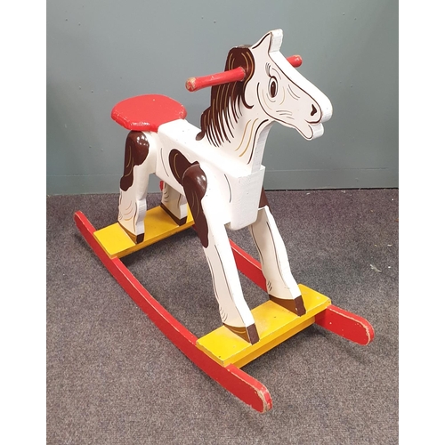 279 - Wooden Painted Rocking Horse, H: 75cm x L: 85cm