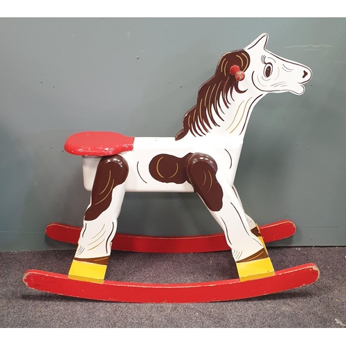 279 - Wooden Painted Rocking Horse, H: 75cm x L: 85cm