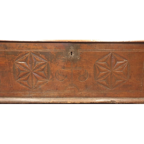 299 - Large Antique Early Victorian Oak Chest/Coffer,  H:63 x L:163 x D:58cm