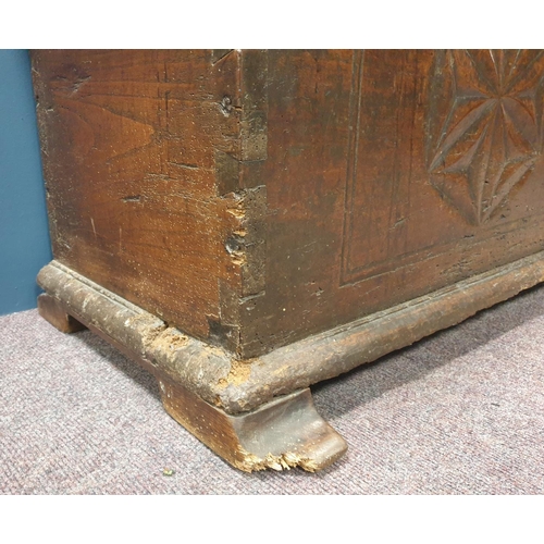 299 - Large Antique Early Victorian Oak Chest/Coffer,  H:63 x L:163 x D:58cm