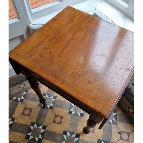 348 - Victorian Mahogany Drop Leaf Side Table, H:75 x W:90 x D:54cm (Fully Extended)