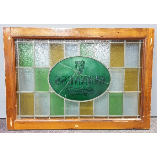 362 - Leaded Stain Glass Guinness Window, H:70 x W:100cm