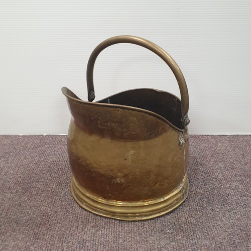 275 - Brass Coal Bucket, H: 30cm x diameter 30cm