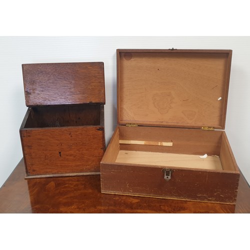 365 - Mahogany Storage Box (L:  35cm x D: 26cm x H: 12cm and Oak Salt Box (L: 24cm x H: 17cm x D: 16cm)