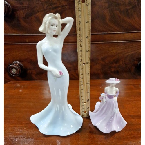 355 - Lot of 2x Coalport Figures - Gillian (Height 25cm) and Loretta (Height 12.5cm)