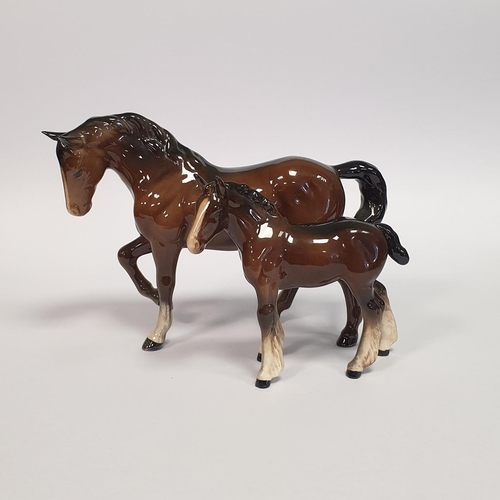 376 - Two Beswick Porcelain Horse Ornaments, 12cm and 15cm tall