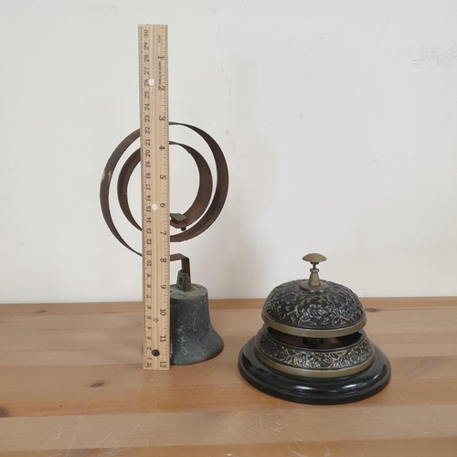 386 - Large Reproduction Shop Counter Bell (diameter 14.5cm x H: 11cm ) and Vintage Door Bell