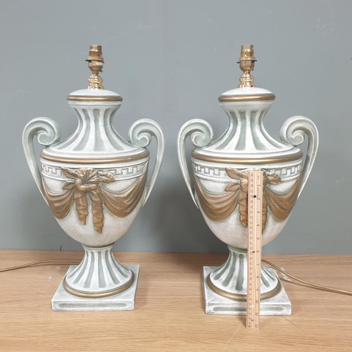 436 - Pair Ceramic Table Lamps, Urn Design Height 55cm