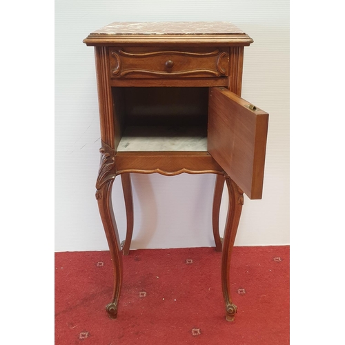 439 - Marble Top Pot Cupboard, H:81 x W:38 x D:38cm