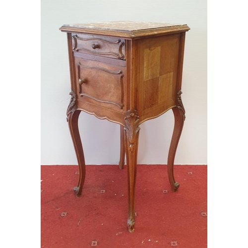 439 - Marble Top Pot Cupboard, H:81 x W:38 x D:38cm