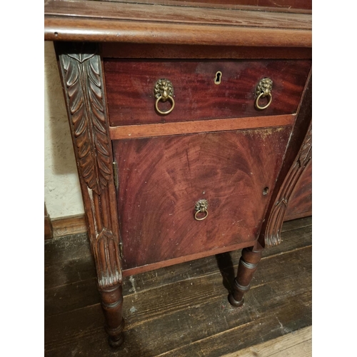 447 - Antique Mahogany Nelson  Sideboard, H:117 x W:190 x D:61cm