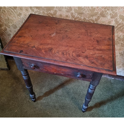 450 - Georgian Mahogany Side Table with Single Drawer, H:73 x W:67 x D:47cm